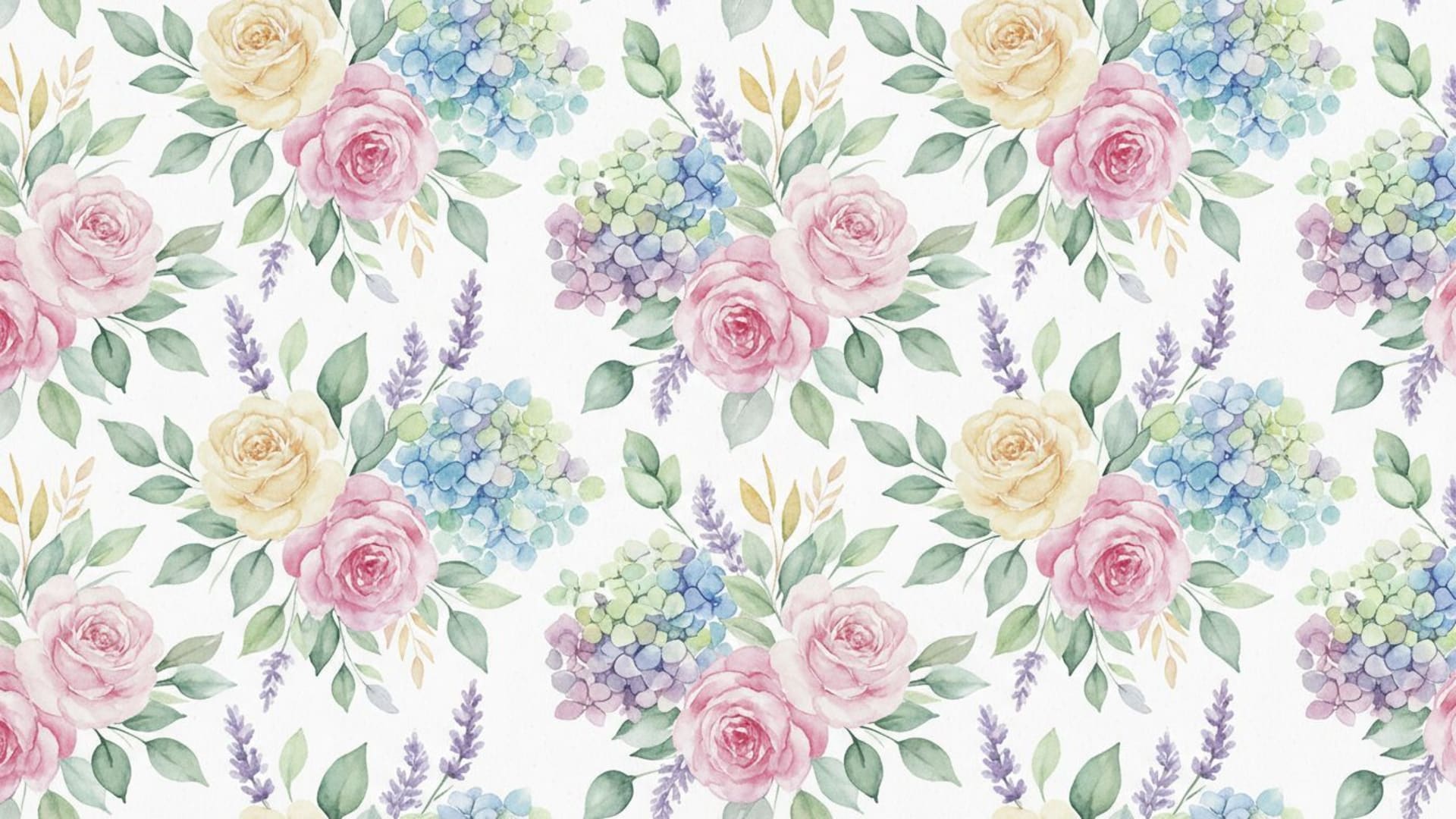 fond ecran à motif botanique pastel floral à l'aquarelle, coups de pinceau doux et texture délicate