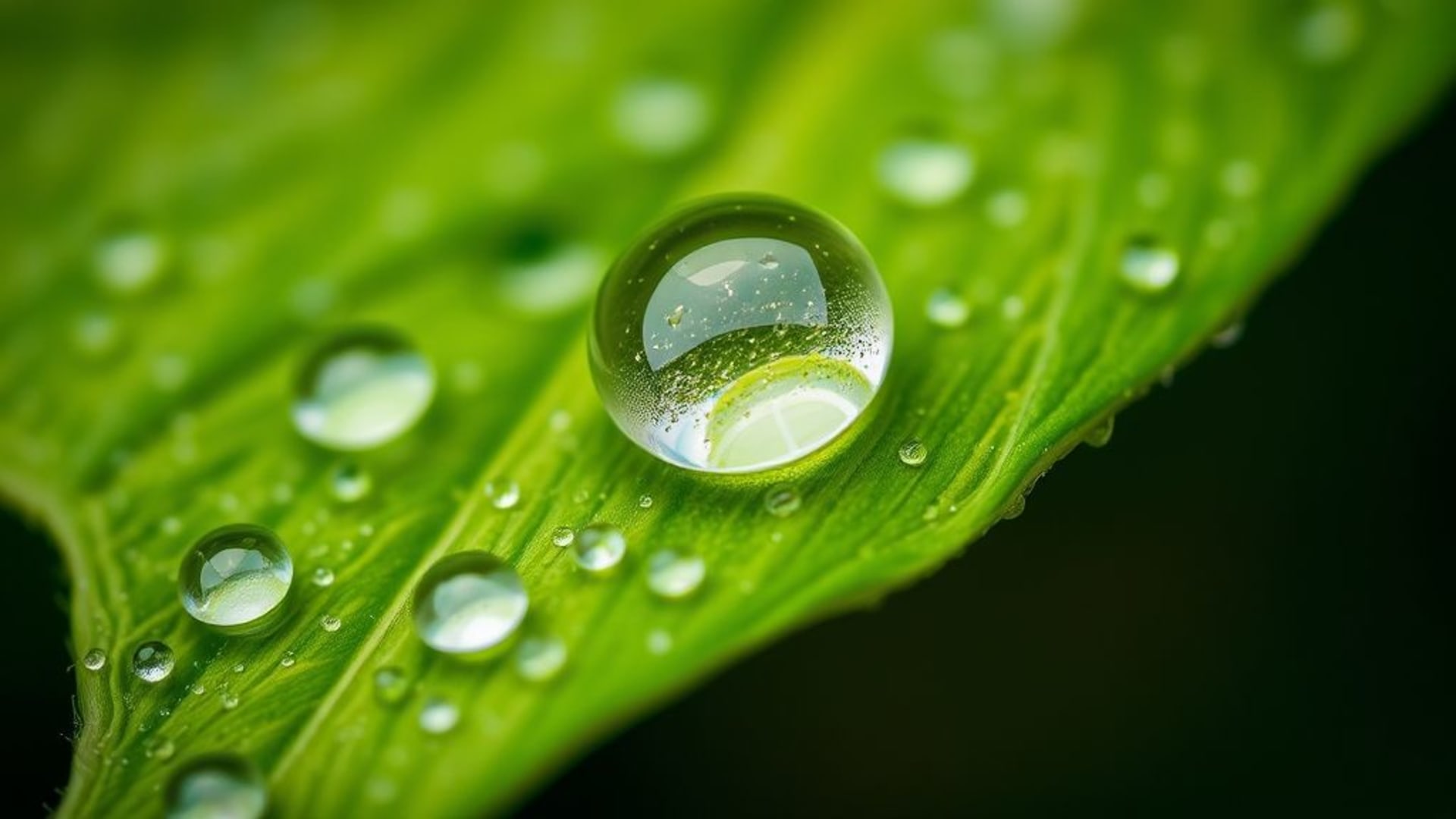 graines macro, gros plan botanique, goutte de rosée sur une feuille, micro forêts pluviales, petit monde, texture de la nature, photographie macro, vert vif