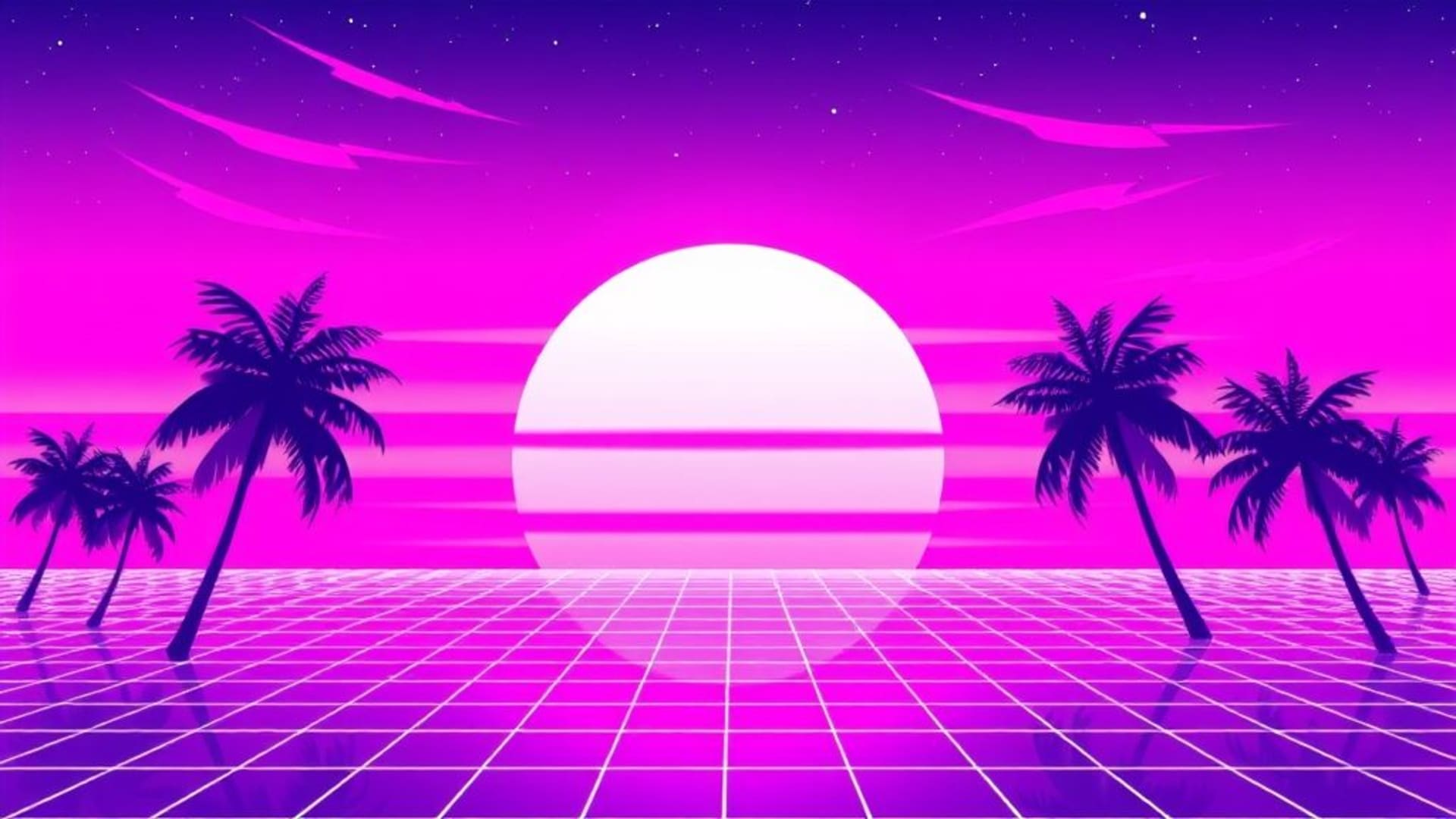 vaporwave rétro synthwave rose cyan grille coucher de soleil fond d'écran nostalgique des années 80