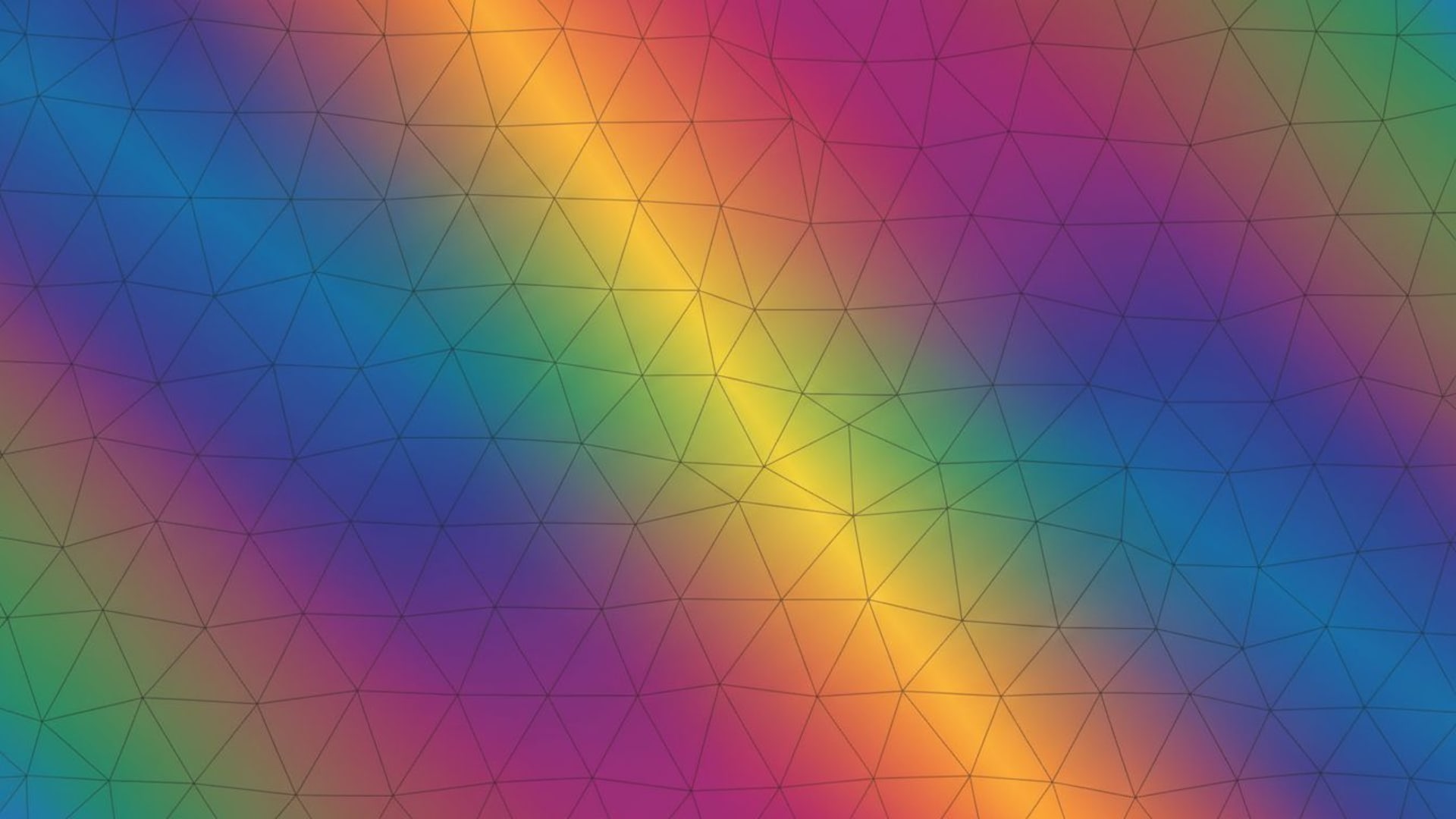 Des triangles géométriques tessellés forment une mosaïque aux couleurs audacieuses avec un dégradé sur un fond ecran moderne et abstrait.
