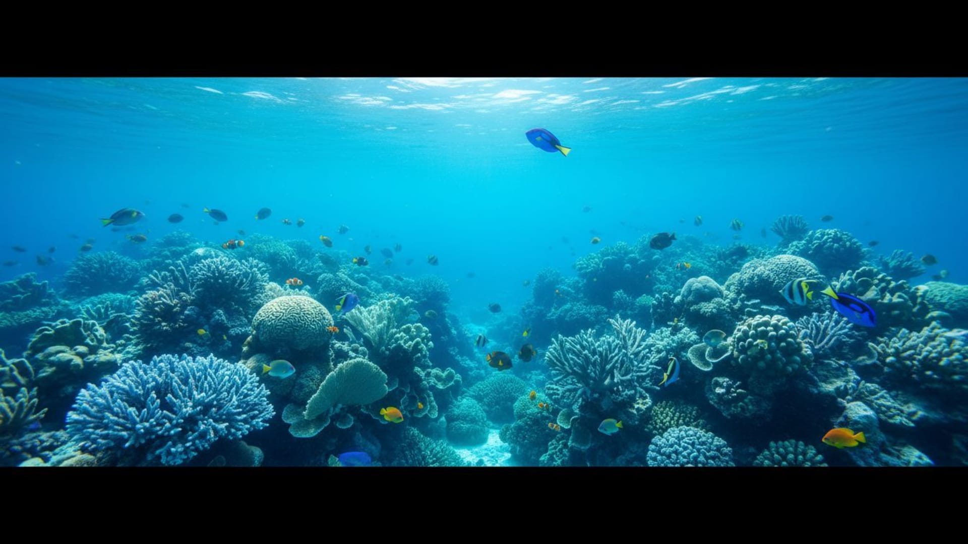 océan sous-marin récif corail poisson turquoise dégradés tranquilles fond ecran bleu océan
