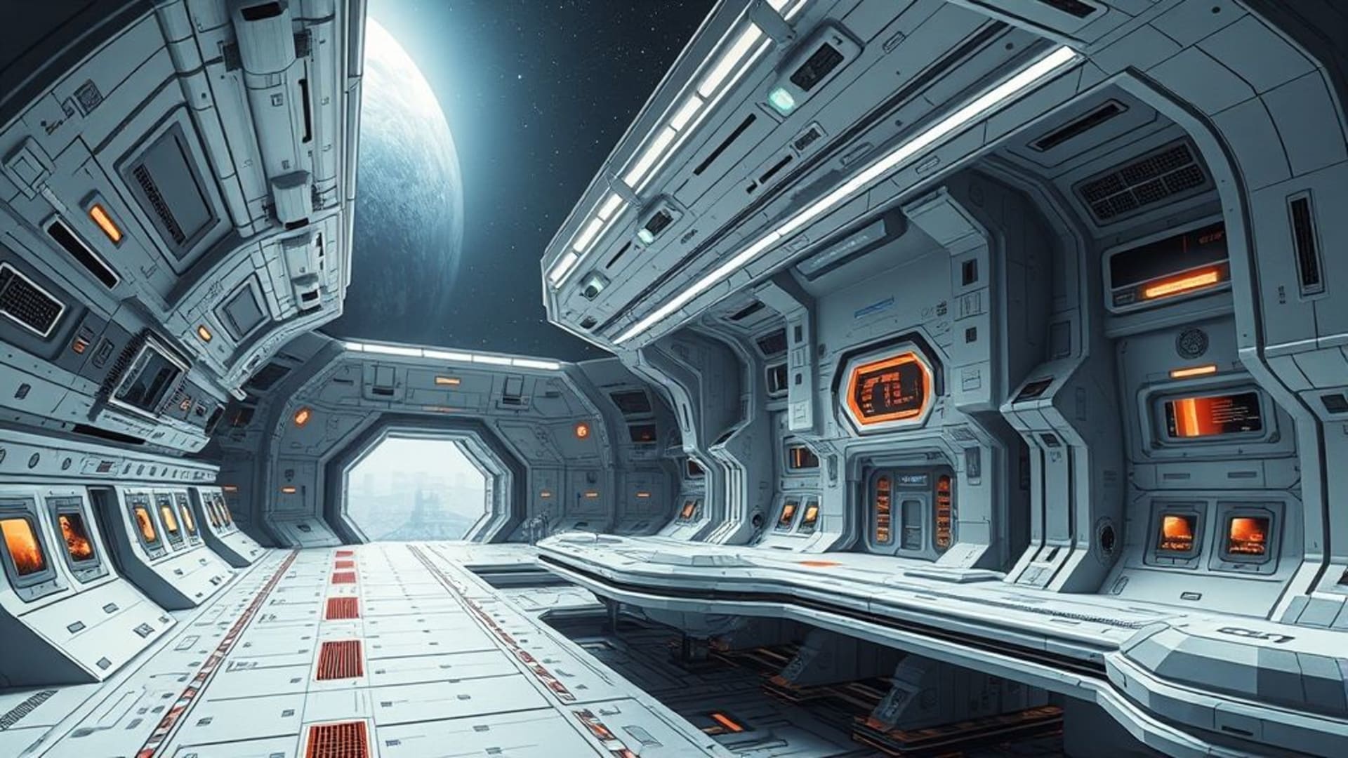 station spatiale architecture modulaire futuriste sci-fi design minimaliste fond d'écran