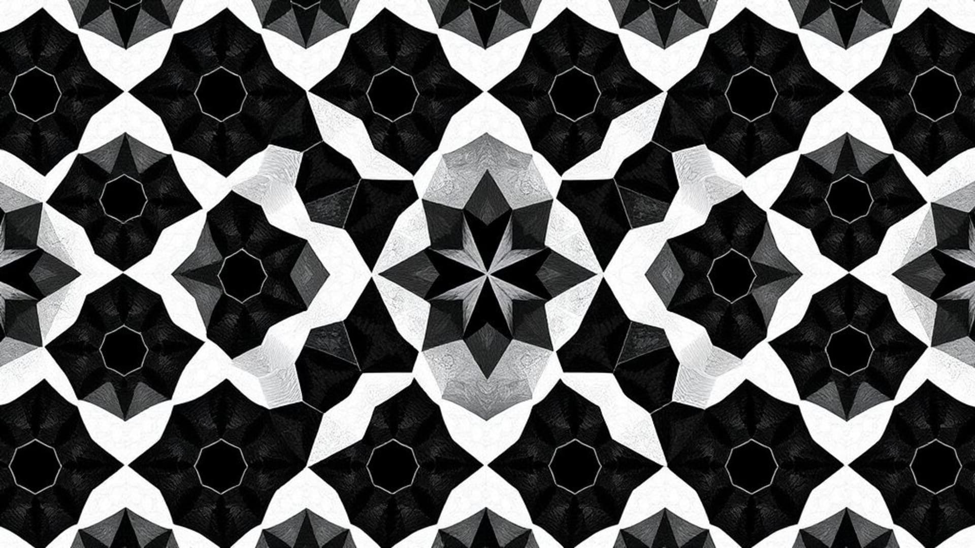 Tessellations géométriques motif de ruche en hexagone monochrome noir et blanc fond ecran moderne