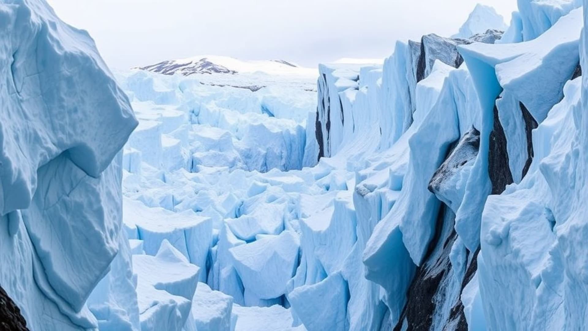 canyon de glace de glacier formations de glace bleue et blanche dentelées à couper le souffle fond ecran