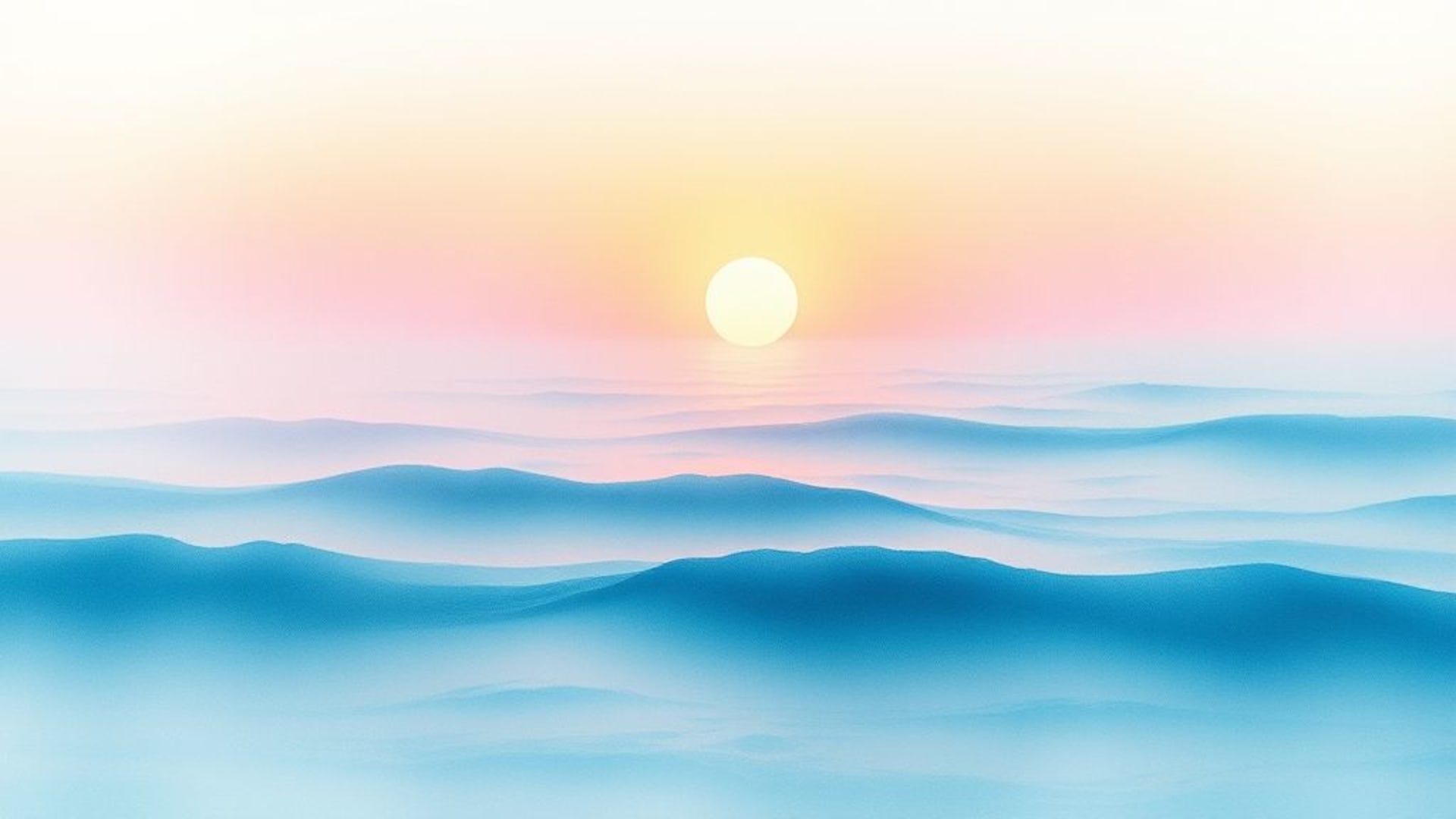 aquarelle pastel coucher de soleil vagues océaniques dégradés doux arrière-plan abstrait teintes oniriques ambiance apaisante