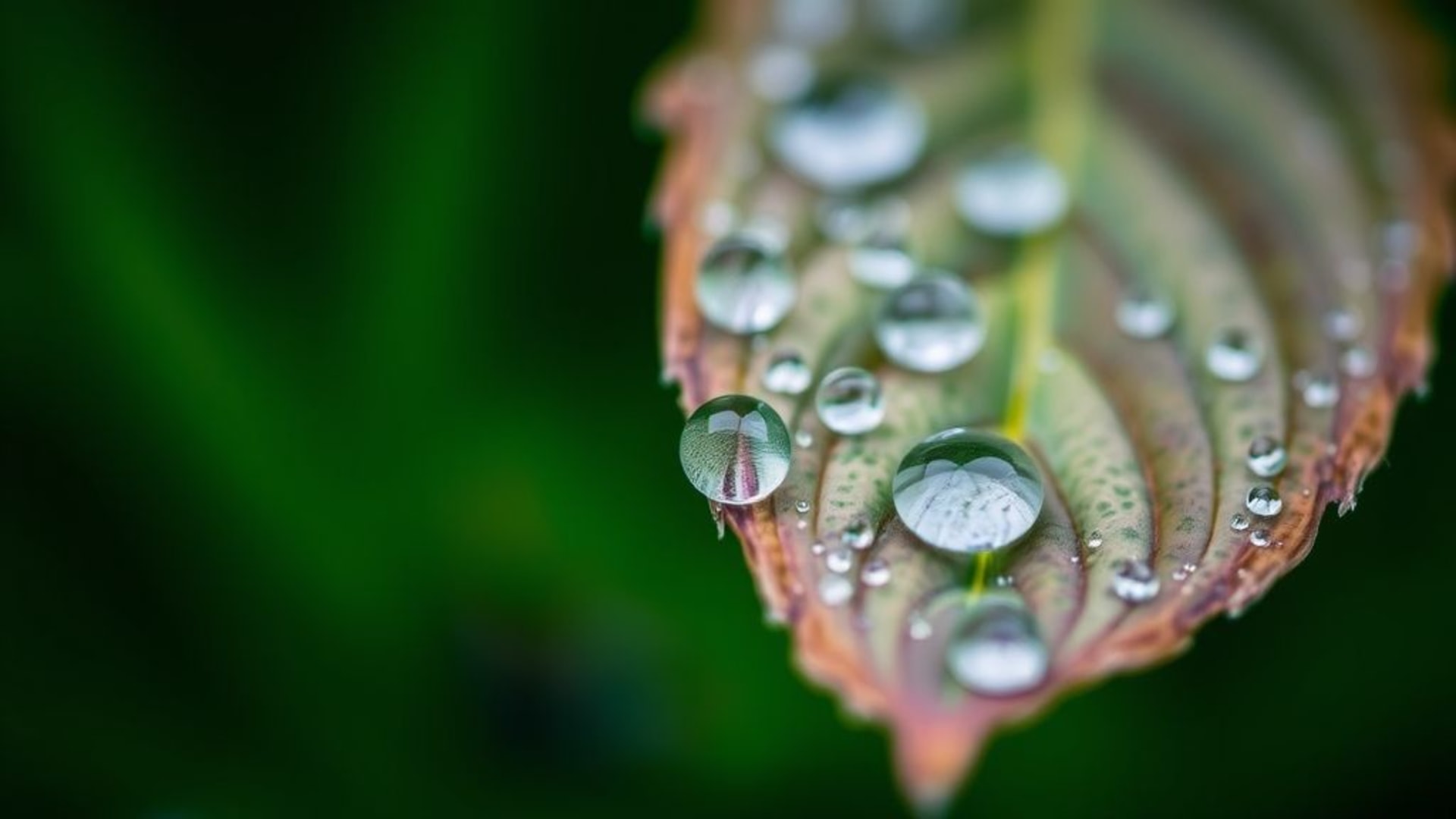 macro nature gros plan feuilles gouttes de rosée texture vert vif fond fond ecran